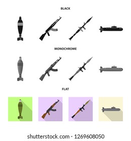 Isolated object of weapon and gun logo. Set of weapon and army stock symbol for web.