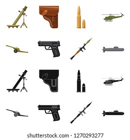 Isolated object of weapon and gun logo. Set of weapon and army vector icon for stock.