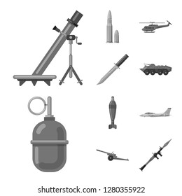 Isolated object of weapon and gun logo. Collection of weapon and army stock symbol for web.