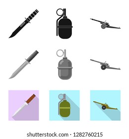 Isolated object of weapon and gun logo. Set of weapon and army stock symbol for web.