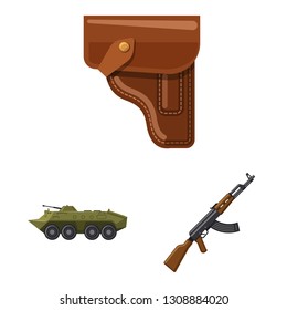 Isolated object of weapon and gun logo. Collection of weapon and army stock vector illustration.