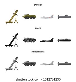 Isolated object of weapon and gun logo. Set of weapon and army stock vector illustration.