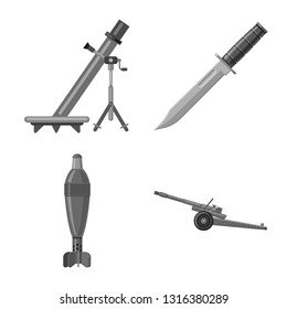 Isolated object of weapon and gun logo. Set of weapon and army vector icon for stock.