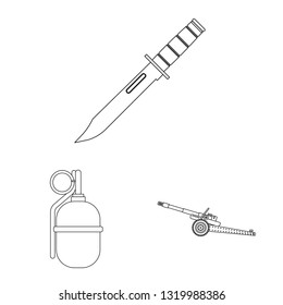 Isolated object of weapon and gun logo. Collection of weapon and army vector icon for stock.