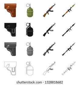Isolated object of weapon and gun logo. Set of weapon and army stock vector illustration.