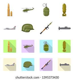 Isolated object of weapon and gun logo. Set of weapon and army vector icon for stock.