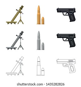 Isolated object of weapon and gun logo. Set of weapon and army stock symbol for web.
