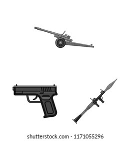 Isolated object of weapon and gun sign. Set of weapon and army stock symbol for web.