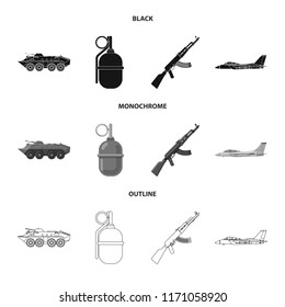Isolated object of weapon and gun sign. Collection of weapon and army stock vector illustration.