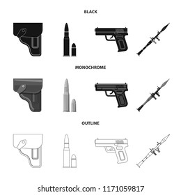 Isolated object of weapon and gun sign. Set of weapon and army vector icon for stock.