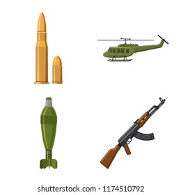 Isolated object of weapon and gun sign. Collection of weapon and army vector icon for stock.