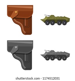 Isolated object of weapon and gun sign. Collection of weapon and army vector icon for stock.
