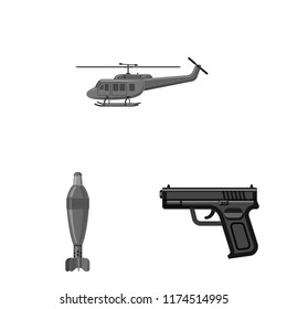 Isolated object of weapon and gun sign. Collection of weapon and army vector icon for stock.
