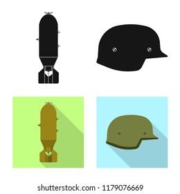 Isolated object of weapon and gun sign. Set of weapon and army stock vector illustration.