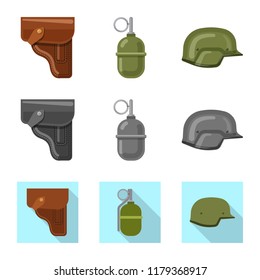 Isolated object of weapon and gun sign. Collection of weapon and army stock vector illustration.