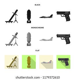 Isolated object of weapon and gun sign. Set of weapon and army stock vector illustration.