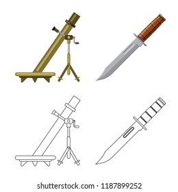 Isolated object of weapon and gun sign. Set of weapon and army stock vector illustration.