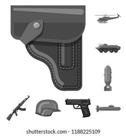 Isolated object of weapon and gun sign. Collection of weapon and army stock vector illustration.