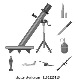 Isolated object of weapon and gun sign. Set of weapon and army stock vector illustration.