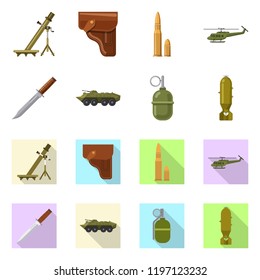 Isolated object of weapon and gun sign. Set of weapon and army vector icon for stock.