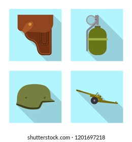 Isolated object of weapon and gun sign. Set of weapon and army vector icon for stock.