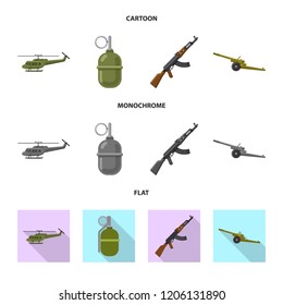 Isolated object of weapon and gun sign. Set of weapon and army vector icon for stock.