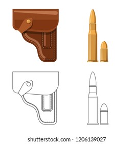 Isolated object of weapon and gun sign. Collection of weapon and army vector icon for stock.