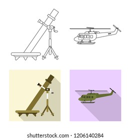 Isolated object of weapon and gun sign. Set of weapon and army stock vector illustration.