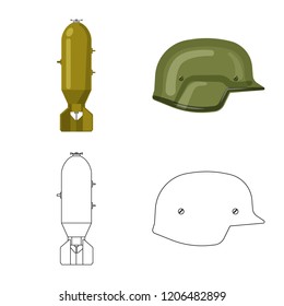Isolated object of weapon and gun sign. Set of weapon and army stock vector illustration.