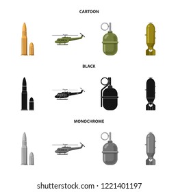 Isolated object of weapon and gun sign. Collection of weapon and army stock symbol for web.