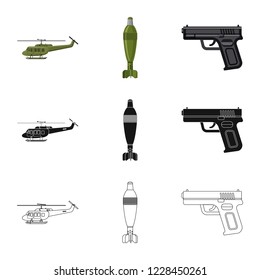 Isolated object of weapon and gun sign. Set of weapon and army vector icon for stock.