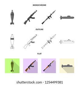 Isolated object of weapon and gun sign. Collection of weapon and army stock symbol for web.