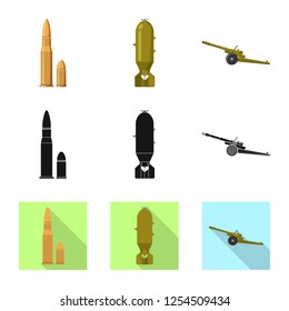 Isolated object of weapon and gun sign. Set of weapon and army vector icon for stock.