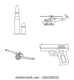 Isolated object of weapon and gun sign. Set of weapon and army vector icon for stock.
