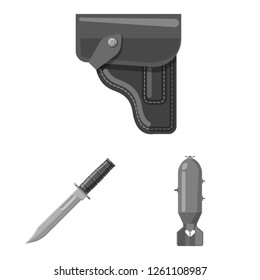 Isolated object of weapon and gun sign. Collection of weapon and army stock vector illustration.