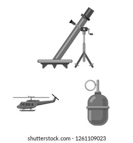Isolated object of weapon and gun sign. Set of weapon and army stock symbol for web.