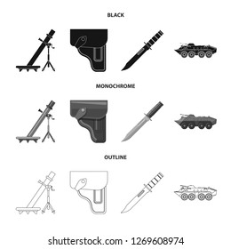 Isolated object of weapon and gun sign. Collection of weapon and army vector icon for stock.