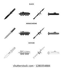 Isolated object of weapon and gun sign. Collection of weapon and army stock symbol for web.