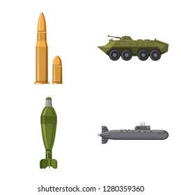 Isolated object of weapon and gun sign. Set of weapon and army stock symbol for web.