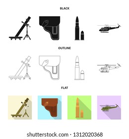 Isolated object of weapon and gun sign. Set of weapon and army stock symbol for web.