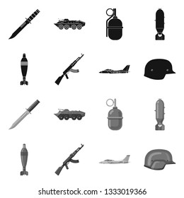 Isolated object of weapon and gun sign. Collection of weapon and army vector icon for stock.