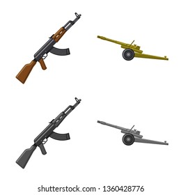 Isolated object of weapon and gun sign. Collection of weapon and army vector icon for stock.