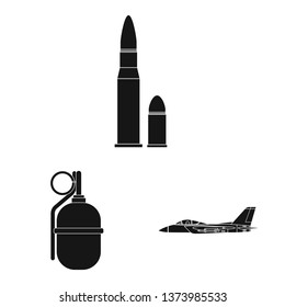 Isolated object of weapon and gun sign. Set of weapon and army stock vector illustration.