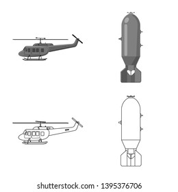 Isolated object of weapon and gun sign. Collection of weapon and army stock symbol for web.
