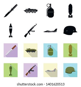 Isolated object of weapon and gun sign. Collection of weapon and army stock symbol for web.