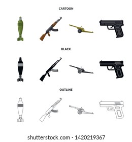 Isolated object of weapon and gun sign. Collection of weapon and army stock vector illustration.