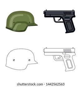 Isolated object of weapon and gun sign. Collection of weapon and army vector icon for stock.