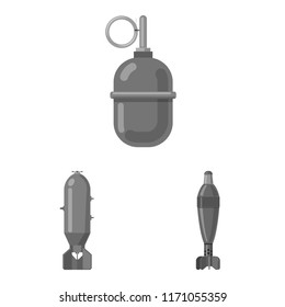 Isolated object of weapon and gun symbol. Set of weapon and army vector icon for stock.