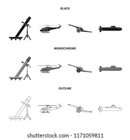 Isolated object of weapon and gun symbol. Set of weapon and army vector icon for stock.