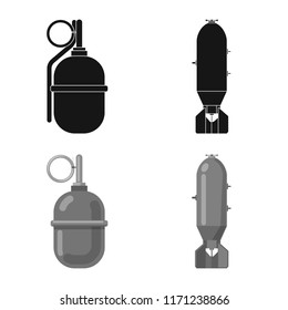 Isolated object of weapon and gun symbol. Set of weapon and army stock symbol for web.